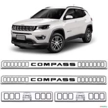 Jogo de Soleira Porta Jeep Compass 2012 a 2023 Resinada Branco