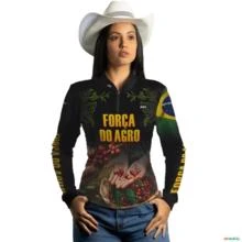 Camisa Agro Brk A Força do Agro Cafeicultor com Uv50 -  Gênero: Feminino Tamanho: Baby Look P