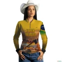 Camisa Agro BRK Amarela Produtor de Soja com UV50 + -  Gênero: Feminino Tamanho: Baby Look P