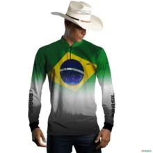 Camisa Agro BRK Verde e Branca Brasil Agro com UV50 + -  Gênero: Masculino Tamanho: PP