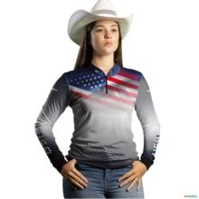 Camisa Agro BRK Branca Estados Unidos com UV50 + -  Gênero: Feminino Tamanho: Baby Look XXG