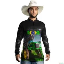 Camisa Agro Brk Preta Agro Pulverizador com Uv50 -  Gênero: Masculino Tamanho: PP