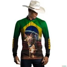 Camisa Agro Brk Rodeio Brasil com Proteção Solar UV  50+ -  Gênero: Masculino Tamanho: PP