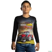 Camisa Agro BRK Trator Vermelho Brasil é Agro com UV50 + -  Gênero: Infantil Tamanho: Infantil PP