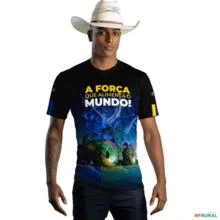 Camiseta A Força que Alimenta o Mundo com Proteção Solar UV  50+ -  Gênero: Masculino Tamanho: G
