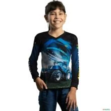 Camisa Agro BRK Trator Azul O Agro Não Para Brasil com UV50 + -  Gênero: Infantil Tamanho: Infantil P