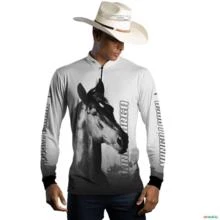Camisa Agro Brk Cavalo Mangalarga Branca com Uv50+ -  Gênero: Masculino Tamanho: PP