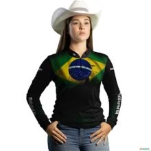Camisa Agro Brk Bandeira Brasil com Uv50 -  Gênero: Feminino Tamanho: Baby Look GG