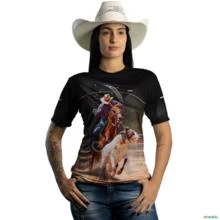 Camiseta Country Brk Vaquejada com Uv50 -  Gênero: Feminino Tamanho: Baby Look PP