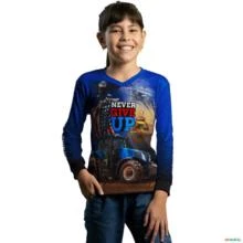 Camisa Agro BRK Azul Trator Never Give Up com UV50 + -  Gênero: Infantil Tamanho: Infantil M