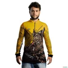 Camisa de Caça Brk Javali Amarelo-Preto com Uv50 -  Gênero: Masculino Tamanho: P