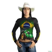 Camisa Agro Brk Trator Verde Brasil com UV50+ -  Gênero: Feminino Tamanho: Baby Look G