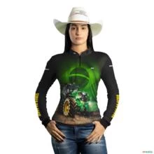 Camisa Agro BRK Preta Trator Verde com UV50 + -  Gênero: Feminino Tamanho: Baby Look GG
