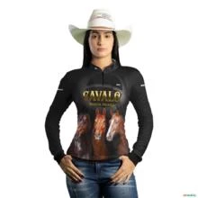 Camisa Country BRK Paixão Por Cavalos com UV50 + -  Gênero: Feminino Tamanho: Baby Look XG