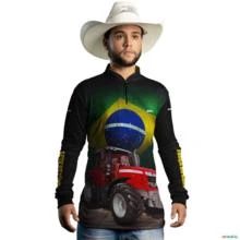 Camisa Agro BRK Trator Vermelho Brasil com UV50 + -  Gênero: Masculino Tamanho: P