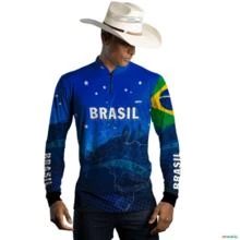 Camisa Agro BRK Azul Brasil com UV50 + -  Gênero: Masculino Tamanho: P