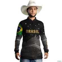 Camisa Agro Brk Brasil Preta com Uv50 -  Gênero: Masculino Tamanho: P