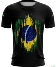 Camiseta Agro BRK Preta Grunge Bandeira Brasil com UV50 + -  Gênero: Infantil Tamanho: Infantil XXG