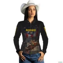 Camisa Agro BRK Preto Rodeio Bull Rider USA com UV50 + -  Gênero: Feminino Tamanho: Baby Look M