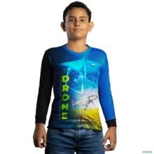 Camisa Agro BRK Azul Drone Agricultura de Precisão com UV50 + -  Gênero: Infantil Tamanho: Infantil PP