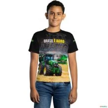 Camiseta Agro Brk Trator Verde Brasil é Agro Cinza com UV50+ -  Tamanho: Infantil P