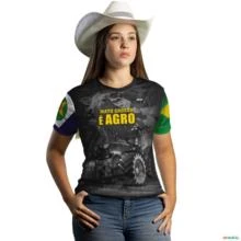 Camiseta Agro BRK Mato Grosso é Agro com UV50 + -  Tamanho: Baby Look PP