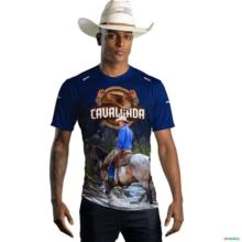 Camiseta Agro Azul Brk Cavalgada Cowboy com Uv50 -  Tamanho: PP