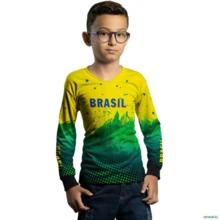 Camisa Agro BRK  Amarelo Verde Brasil com UV50 + -  Tamanho: Infantil GG