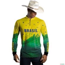 Camisa Agro BRK  Amarelo Verde Brasil com UV50 + -  Tamanho: P