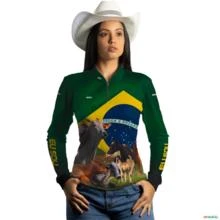 Camisa Agro Brk Brasil Agro 2 com Uv50 -  Gênero: Feminino Tamanho: Baby Look P