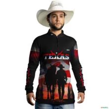 Camisa Country BRK Preta Cavalgada Texas com UV50 + -  Gênero: Masculino Tamanho: PP