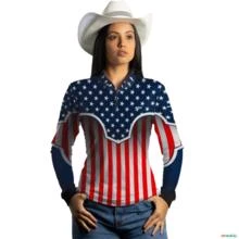 Camisa Country Feminina Brk Estados Unidos com Uv50 -  Gênero: Feminino Tamanho: Baby Look XG