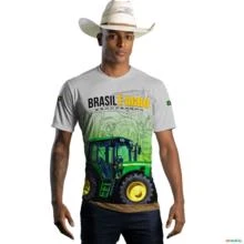 Camiseta Agro BRK Branca Trator Verde Brasil é Agro com UV50 + -  Gênero: Masculino Tamanho: PP