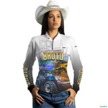 Camisa Agro BRK Branca Trator Agrícola Sistema Bruto com UV50 + -  Gênero: Feminino Tamanho: Baby Look XXG