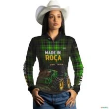 Camisa Country BRK Xadrez Verde Made in Roça com UV50 + -  Gênero: Feminino Tamanho: Baby Look GG