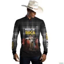 Camisa Country BRK Xadrez Preta Made in Roça Pecuária com UV50 + -  Gênero: Masculino Tamanho: PP