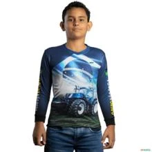 Camisa Agro BRK Azul O Agro Não Para com UV50 + -  Gênero: Infantil Tamanho: Infantil PP