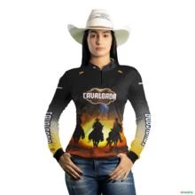 Camisa Country BRK Cowboys na Cavalgada com UV50 + -  Gênero: Feminino Tamanho: Baby Look M