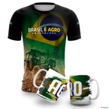 Kit Camiseta Agro Brasil é Top + Caneca Brk