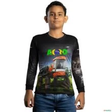 Camisa Agro BRK Pulverizador Trator Laranja com UV50 + -  Gênero: Infantil Tamanho: Infantil M