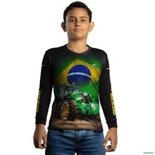 Camisa Agro Brk Trator Verde Brasil com UV50+ -  Gênero: Infantil Tamanho: Infantil GG