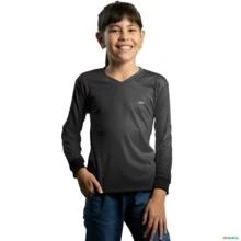 Camisa Casual BRK Unissex Basic Cinza com UV50 + -  Gênero: Infantil Tamanho: Infantil XXG