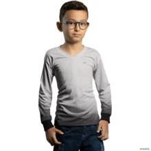 Camisa Casual BRK Unissex Basic Cinza Claro com UV50 + -  Gênero: Infantil Tamanho: Infantil P