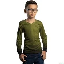 Camisa Casual BRK Unissex Basic Verde Musgo com UV50 + -  Gênero: Infantil Tamanho: Infantil G