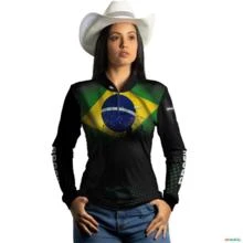 Camisa Agro BRK Bandeira Brasil com UV50 + -  Gênero: Feminino Tamanho: Baby Look G1