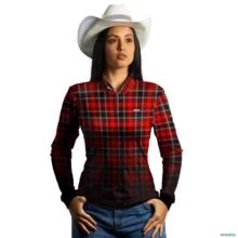 Camisa Country BRK Feminina Xadrez Vermelho com UV50 + -  Gênero: Feminino Tamanho: Baby Look XG