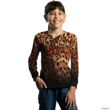 Camisa Country BRK Feminina Estampa de Onça com UV50 + -  Gênero: Infantil Tamanho: Infantil G