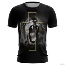 Camiseta Evangélica Brk Leão de Judá Cristo com UV 50 - Tamanho: PP