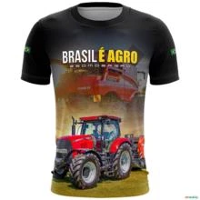 Camiseta Agro BRK Brasil é Agro Trator Vermelho com Proteção Solar Uv 50 - Tamanho: P