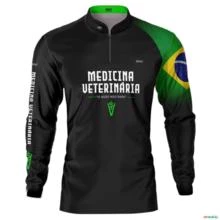 Camisa Agro BRK Preta Medicina Veterinária com UV50 - Tamanho: M